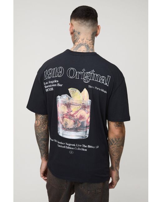BoohooMAN Blue Tall 1919 Back Graphic Oversized T-shirt for men
