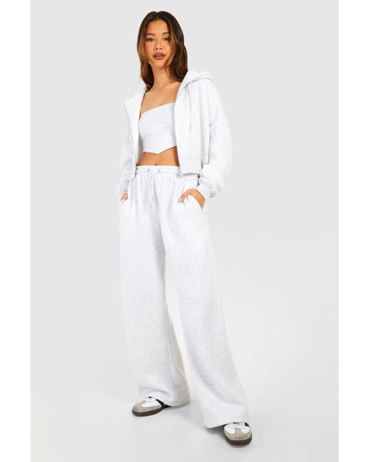 Boohoo White Double Layer Corset Top 3 Piece Hooded Tracksuit