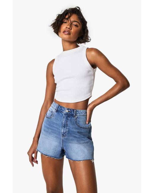 Boohoo Blue Tall Denim Mini Short