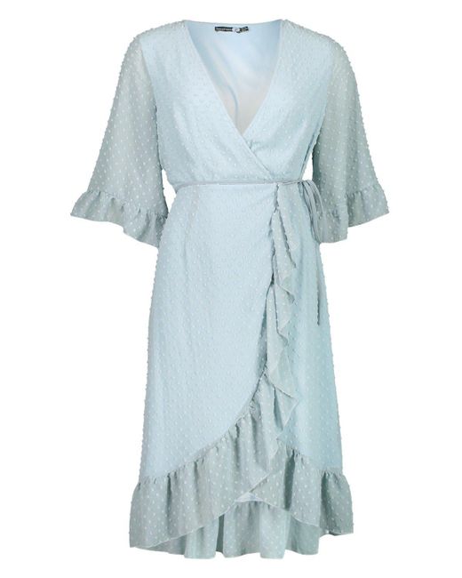 Boohoo Dobby Chiffon Wide Sleeve Midi 