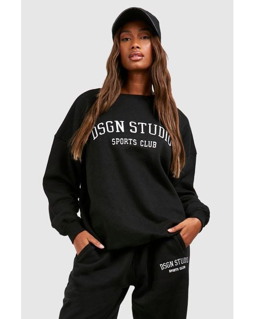 Boohoo Dsgn Studio Applique Oversized Sweatshirt in Black | Lyst