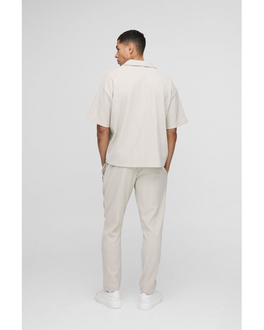 BoohooMAN Multicolor Slim Tapered Cropped Wide Structured Rib Jogger for men
