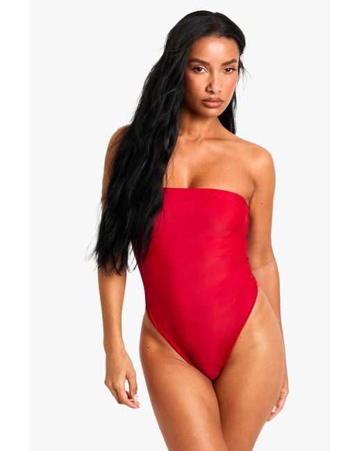 Bañador Essentials Palabra De Honor Boohoo de color Red