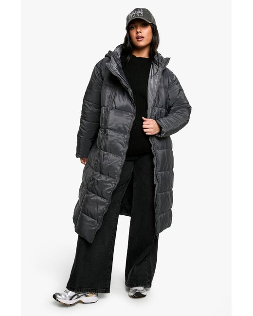 Abrigo Premamá Acolchado 3 En 1 Con Extensor Boohoo de color Black