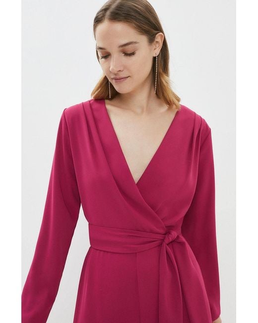Coast Red Drape Wrap Jumpsuit