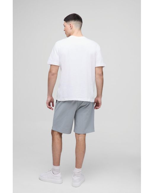 Technic Gray Elasticated Waist Al Stretch Relaxed Fit Shorts