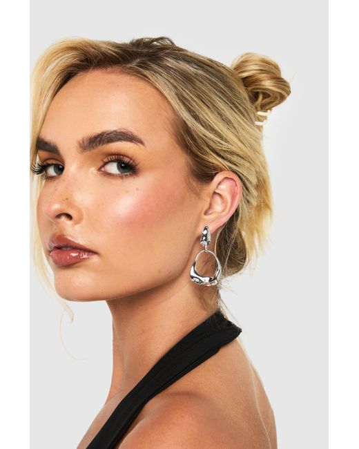 Pendientes De Plata Fundida Boohoo de color Natural
