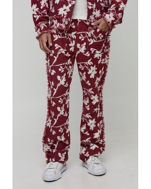 Pantalón Tall De Campana Con Estampado De Flores Estilo Tapiz Boohoo de color Red