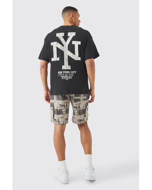 BoohooMAN Black Oversized Ny Graphic T-shirt for men
