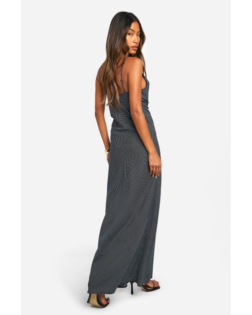 Black polka dot maxi dress online