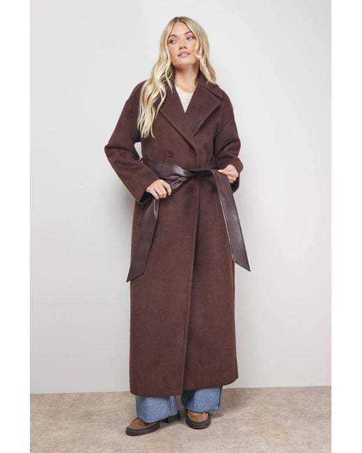 Oasis Brown Relaxed Maxi Belted Coat