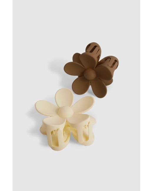 Boohoo White 2 Pack Tonal Flower Claw Clips