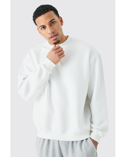 BoohooMAN Oversized Extended Neck Sweatshirt in White für Herren