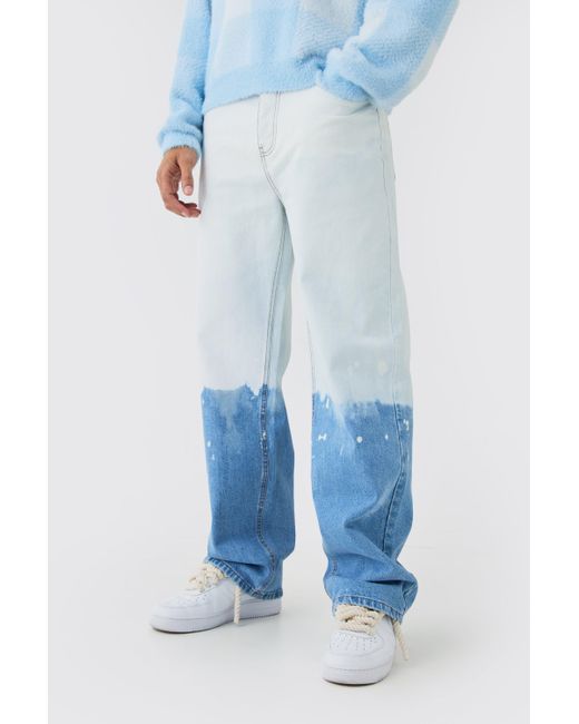 BoohooMAN Baggy Rigid Bleached Jeans In Light Blue for men