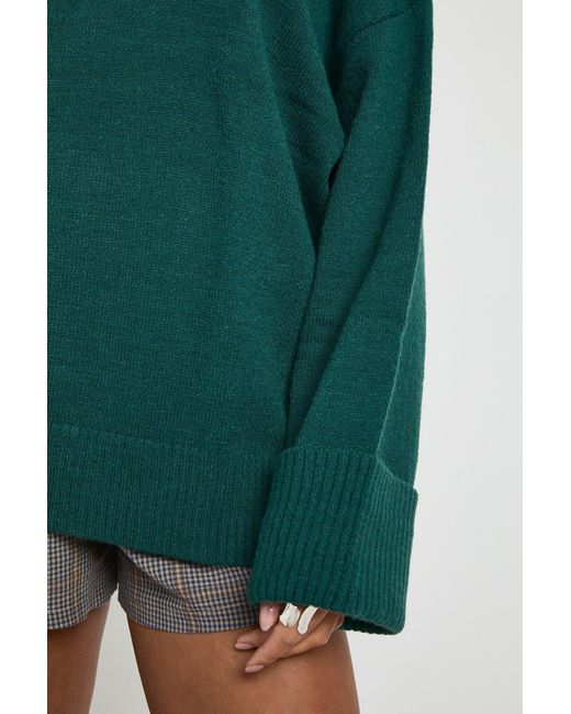Super Soft Turn Up Cuff Oversized Knitted Jumper Boohoo de color Green