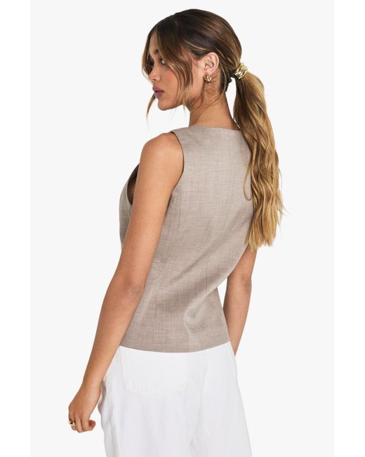 Boohoo White Wooden Button Fitted Tailored Waistcoat