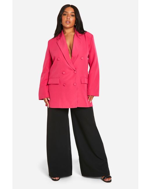 Boohoo Pink Plus Woven Oversized Longline Blazer