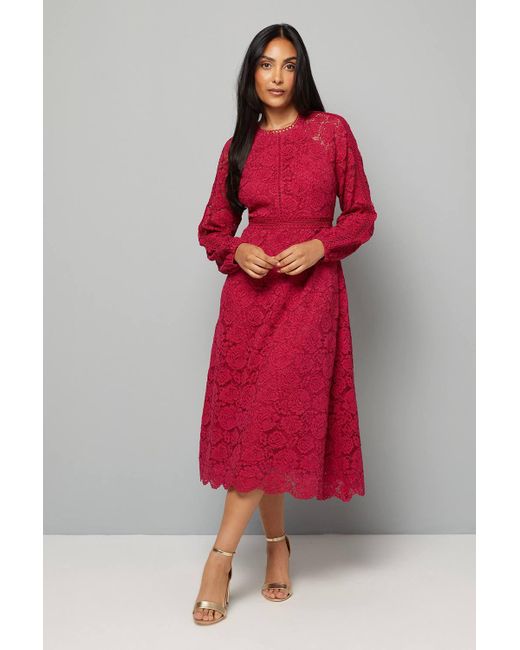 wallis red lace dress Midi Dress Red Lace Dress Debenhams Debenhams Dresses Wallis Online Dresses Asos Sleeve Blouson Midi
