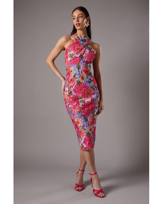 Coast Printed Lace Tulip Shift Dress in Red | Lyst