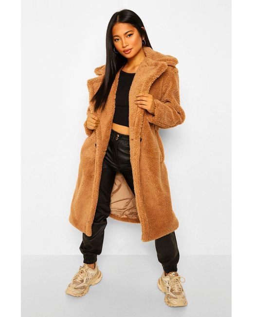 petite long teddy coat