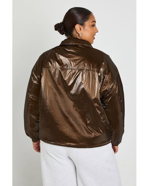 Boohoo Brown Plus Oversized Biker Jacket