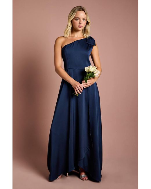 Coast Blue Teen One Shoulder Bow Bridesmaids Dress