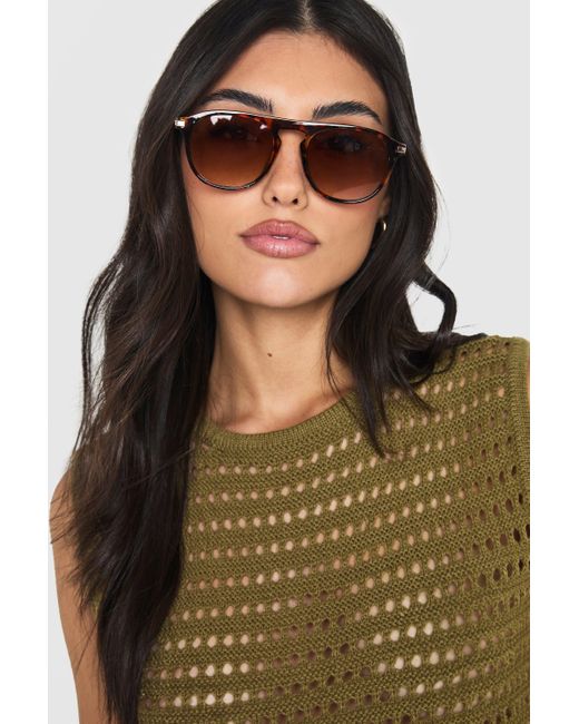 Boohoo Brown Tortoise Frame Round Sunglasses
