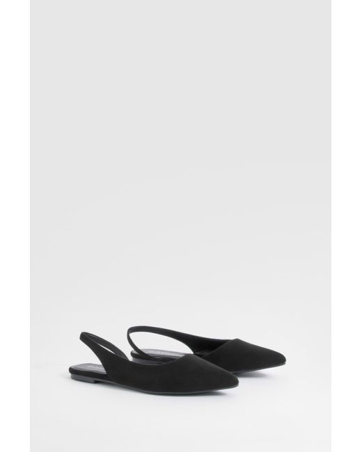 Boohoo White Slingback Faux Suede Pointed Flats