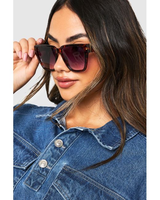 Boohoo Blue Tortoise Shell Cat Eye Sunglasses