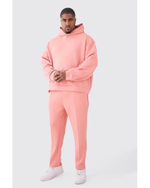 BoohooMAN Plus Oversized Scuba Hooded Tracksuit in Pink für Herren