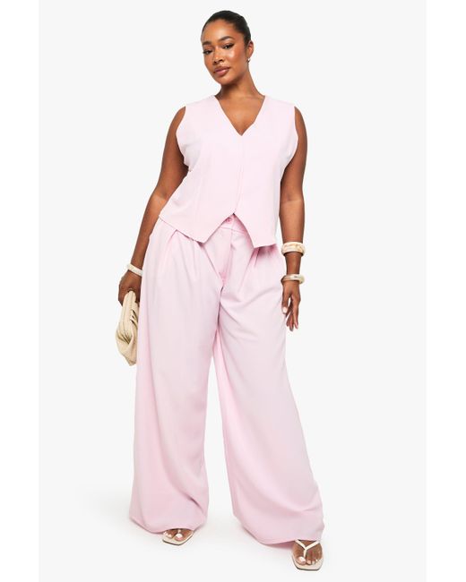 Boohoo Pink Plus Elasticated Back Tailored Trouser