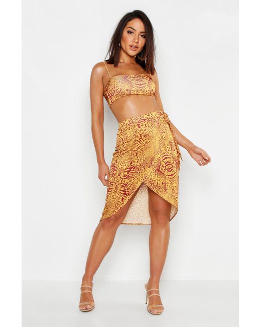 orange leopard print skirt