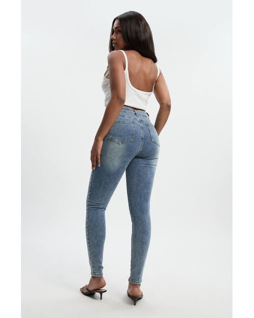 Boohoo Blue Comfort Stretch High Waist Skinny Jean
