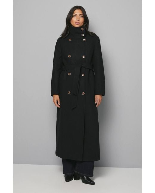 Wallis Black Funnel Neck Coat