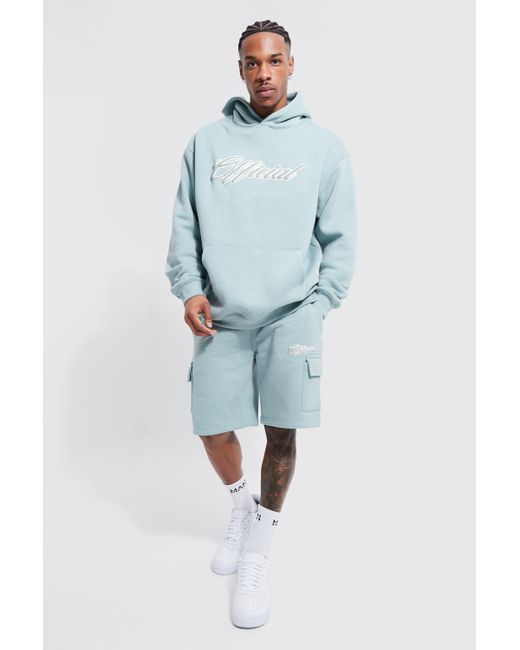 BoohooMAN Oversized Official Cargo Short Tracksuit in Blue for Men Lyst