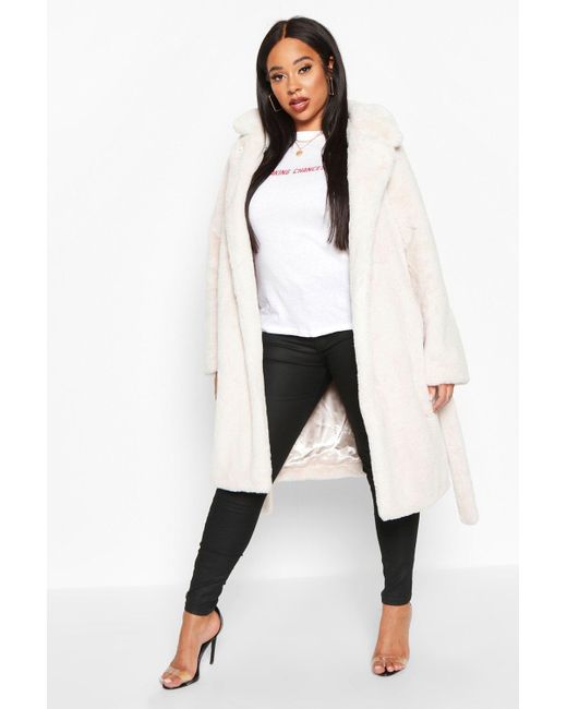 Elegant White Plus Size Faux Fur Longline Coat with Zimbabwe Ubuy