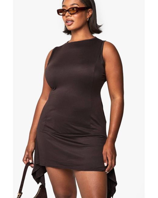 Boohoo Women's Black Plus Supersoft Hanky Hem Shift Dress