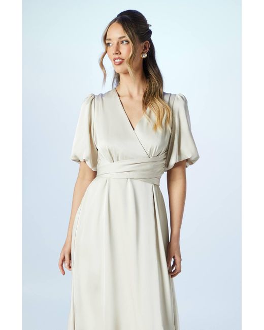 Coast Blue Puff Sleeve A Line Skirt Bridesmaid Dress