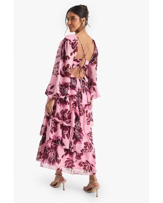 boohoo chiffon ruffle plunge maxi dress boohoo Women's Plus Chiffon Ruffle Plunge Maxi Dress in Red