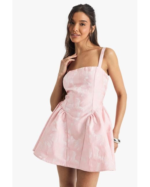 Boohoo Women's Pink Jacquard Skater Mini Dress - www.ice4pros.com.br