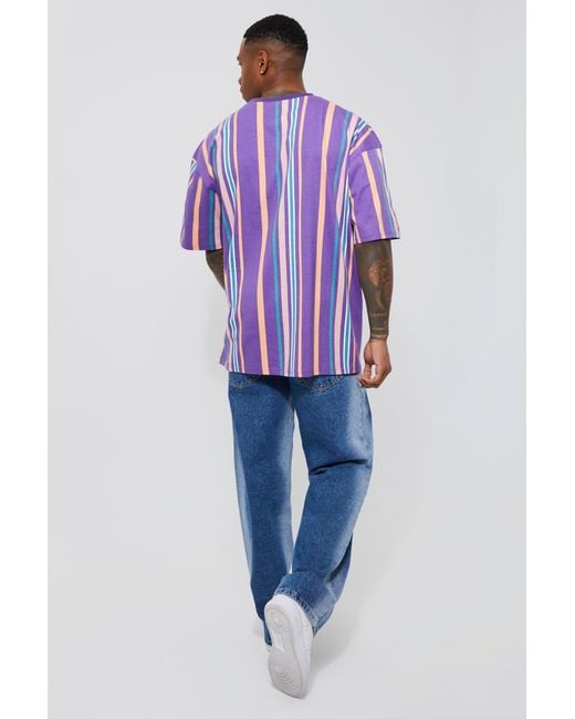 vogn Mindful Rædsel Boohoo Oversized Barbados Stripe T-shirt in Purple for Men | Lyst
