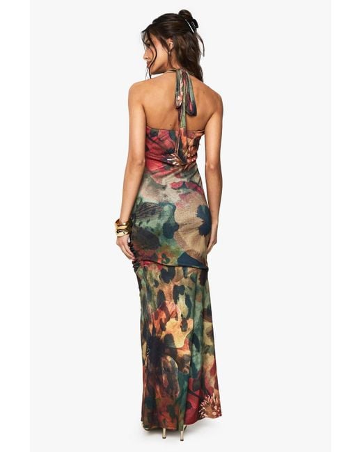 Boohoo Women's Green Floral Halterneck Cowl Maxi Dress -  www.rajagirimanappuram.com