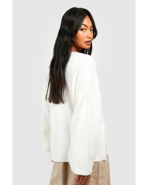 Boohoo White Soft Knit Slouchy Jumper