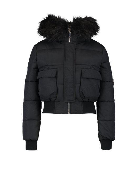 Boohoo Petite Luxe Faux Fur Hood Sporty 