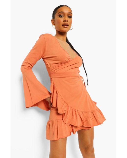 frill wrap tea dress