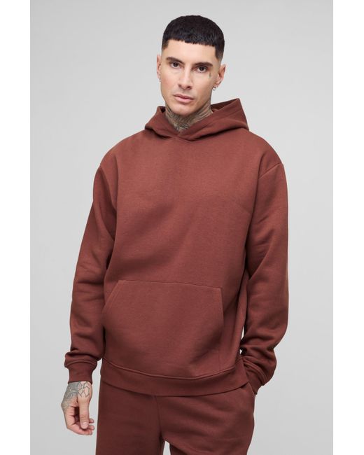 Sudadera Tall Básica Oversize Con Capucha Y Estampado 330G/M2 Boohoo de color Red
