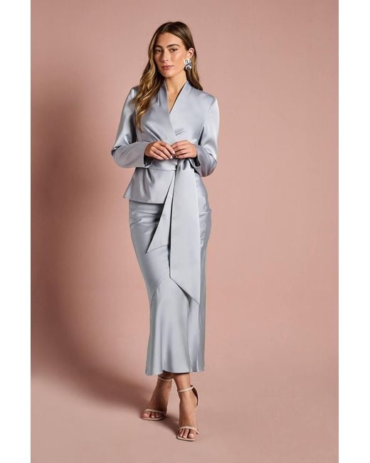 Coast Blue Structured Satin Wrap Jacket