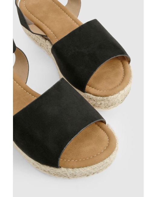 Peep Toe Espadrille Flatform Sandals Boohoo de color Black