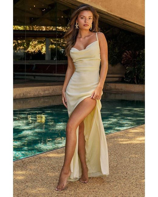 Boohoo Green Mesh Cowl Maxi Dress