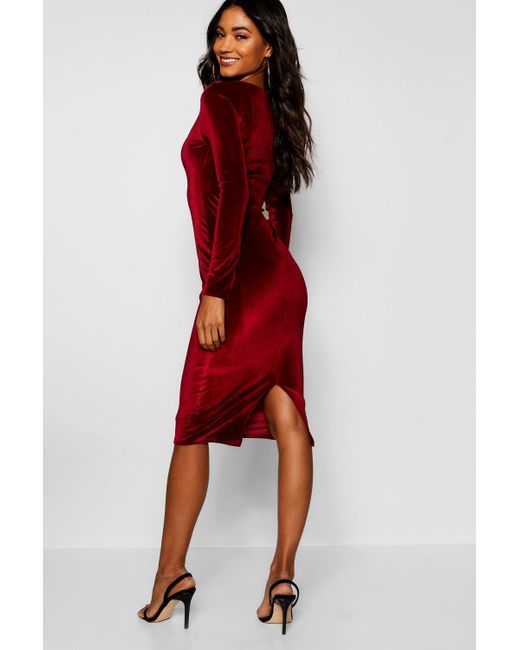Boohoo Velvet Square Neck Long Sleeve 